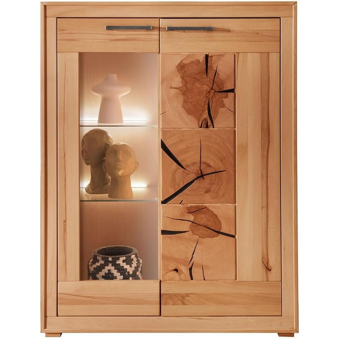 Vitrine mit Glastueren und sanft schliessenden Fronten