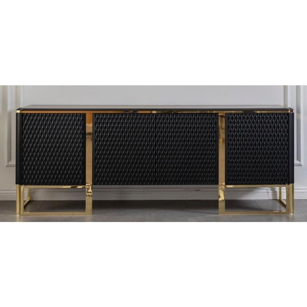 Sideboard in Schwarz und Gold mit 4 Tueren
