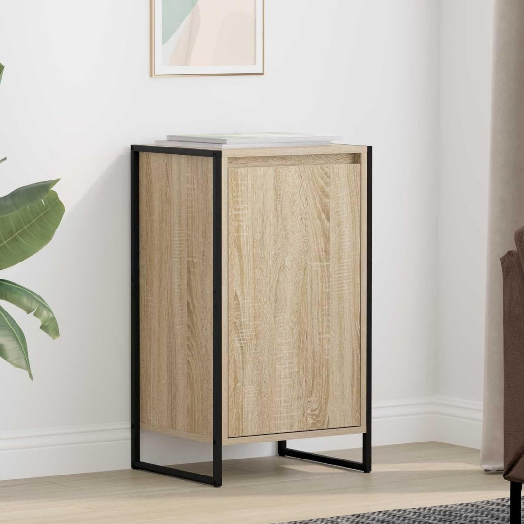 Sideboard verbindet ein Metallgestell und Schubladen