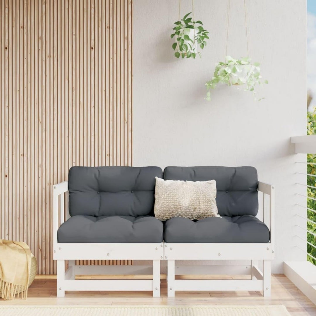 Sofa in Weiss und Naturbraun
