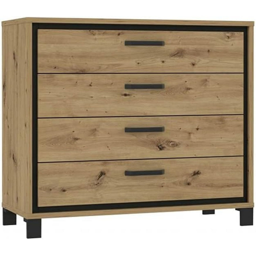 Schubladen praegen das Sideboard in Schwarz und Eichenbraun