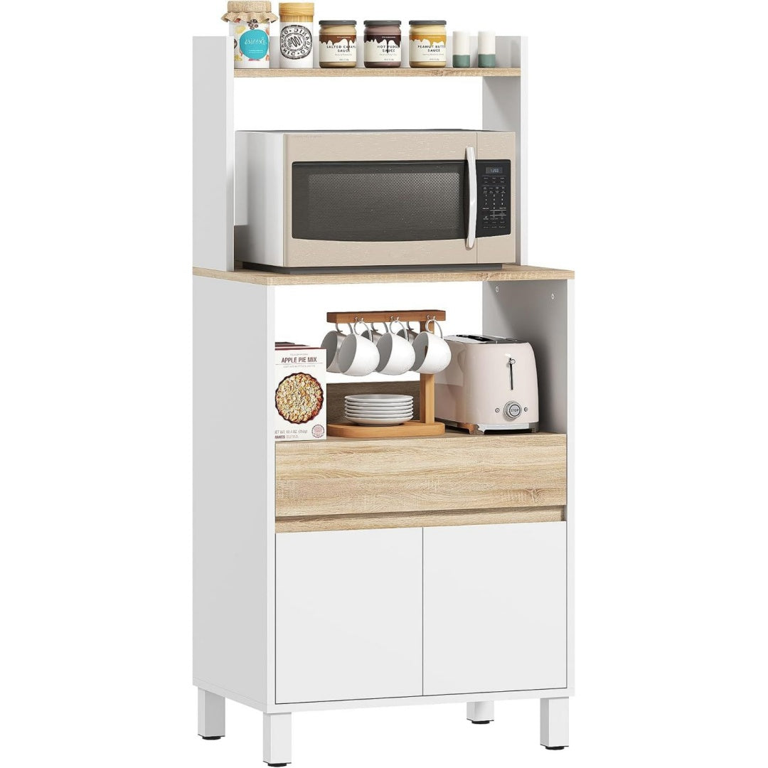 Sideboard aus Samt und Metall in Weiss und Naturbraun