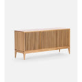 Sideboard aus Samt und Massivholz in Eichenbraun