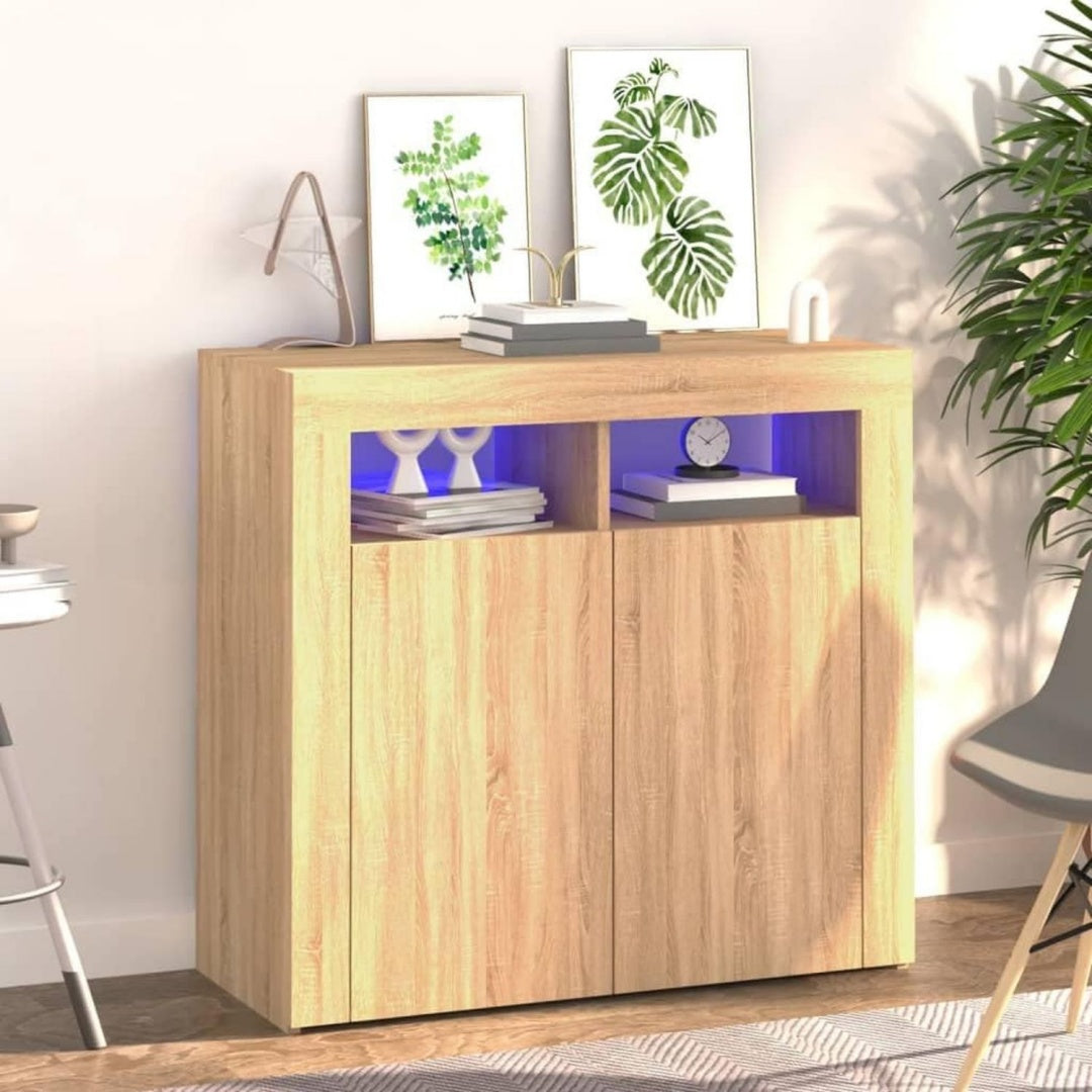 Sideboard aus Samt und Holzwerkstoff in Eichenbraun